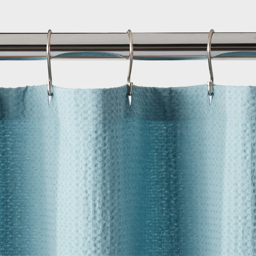 Threshold Oversized Relaxed Waffle Weave Shower Curtain Light Blue